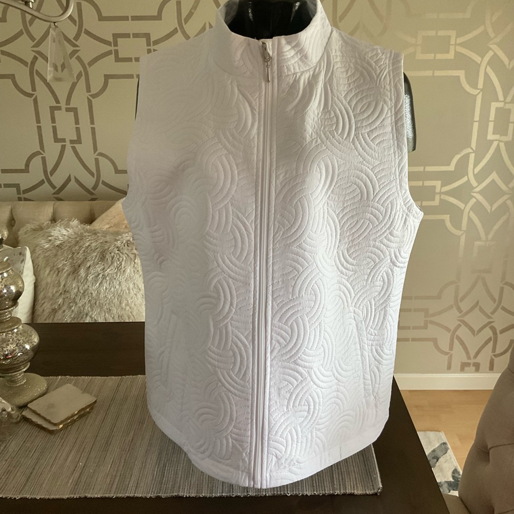 Pebble Beach White Zip Quilted Vest XL